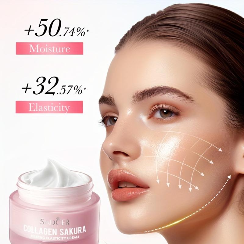 50g Kollagen Sakura Straffende Elastizität Gesichtscreme Feuchtigkeitsspendend, Geschmeidig, Zart Reduziert feine Linien Anti-Falten und Nicht fettende Hautpflegeprodukte