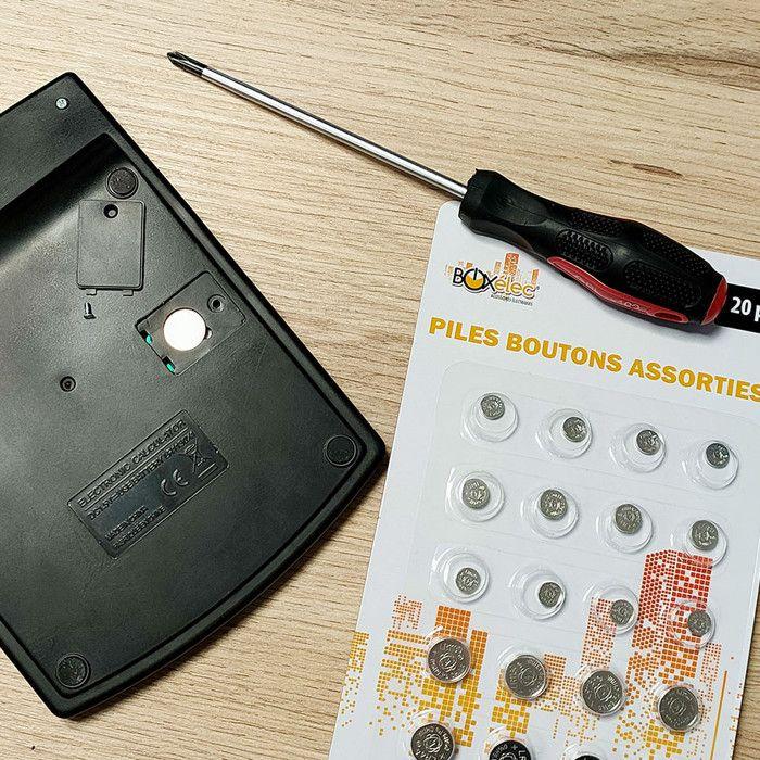 Pack mit 20 sortierten Knopfzellen für verschiedene Geräte