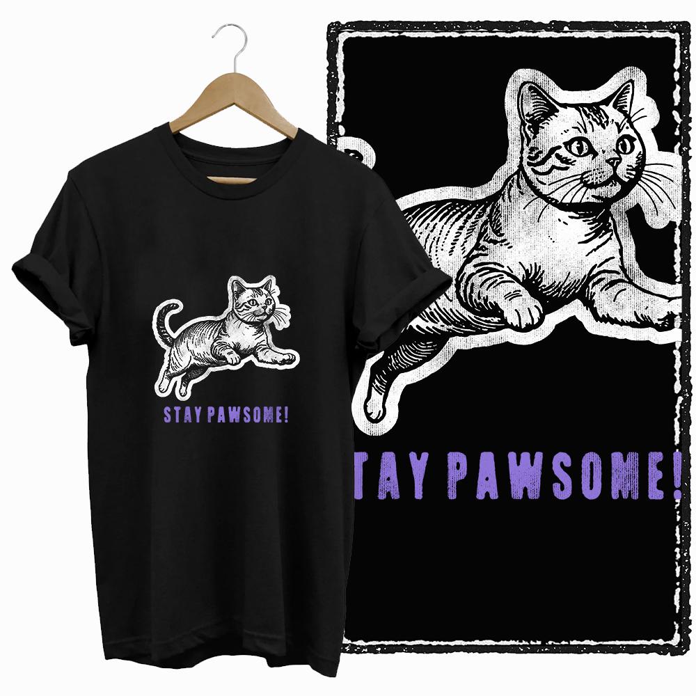 COOLMIND CAT Print  BLACK Short Seleve 100% Cotton Exclusive Graphic Women T Shirt Big Size O-neck Cotton Cat Lover Women Tshirt