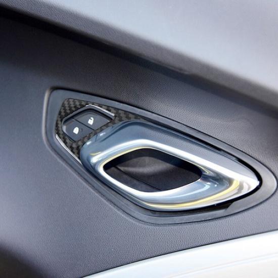 6pcs Carbon Fiber Car Inner Door Handle Bowl Cover For Chevrolet Camaro 2016-19