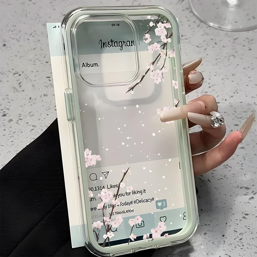 Cherry Blossom Pattern 2in1 Clear Phone Case For Samsung Galaxy S26 Ultra S25 S23 S24 S22 Plus A57 A37 A55 A54 A36 A35 A16 Cover