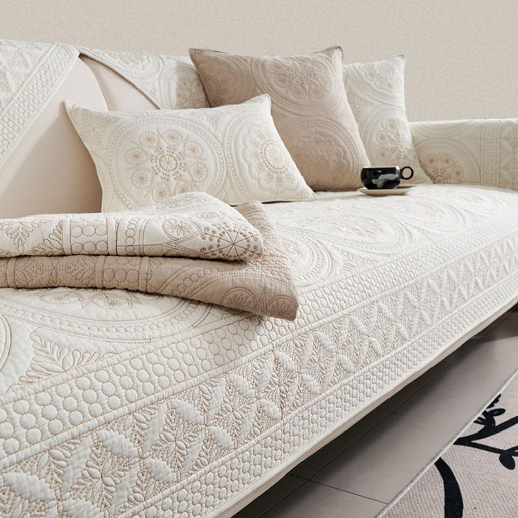 Embossed Sofa Cushion, Pet-Proof Anti-Slip Wear-Resistant Sofa Cover, All-Season Machine-Washable for 2 To 4-Seater L-Shaped Corner Sofas