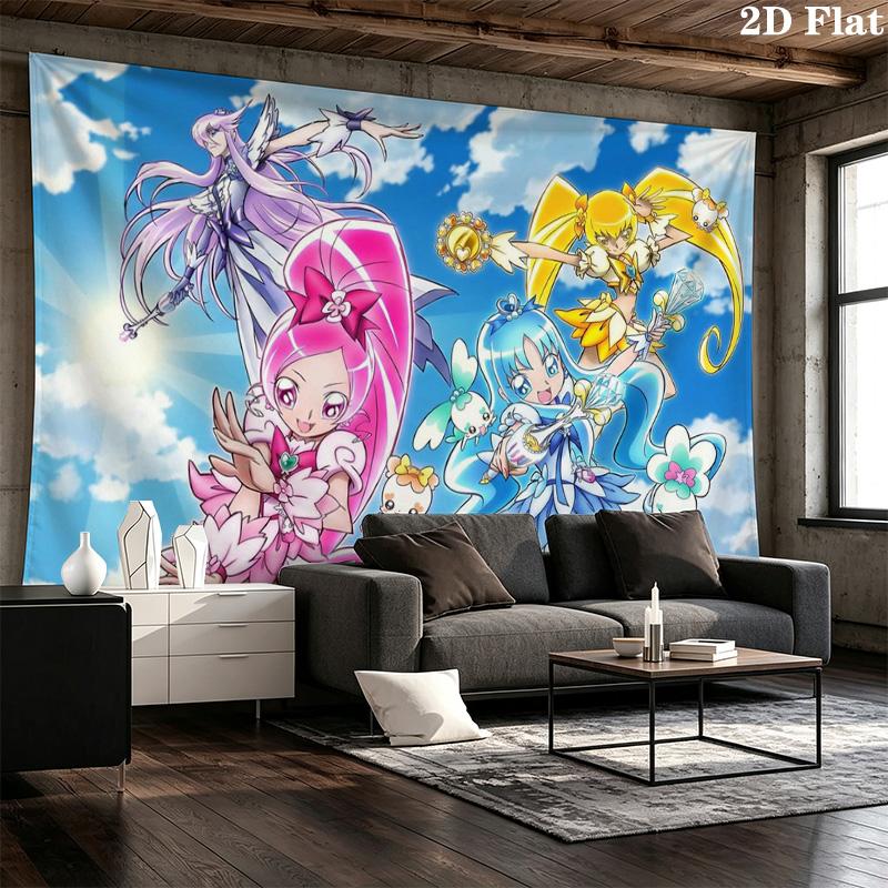 Hidden Key Precure Wall Tapestry Aesthetic Wall Hanging Printed Fabric Blanket Decorative Tapestries for Bedroom Living Room Home Decor