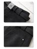 Women's Gray Woolen Straight-Leg Pants & A-Line Booty Shorts - Slimming, Autumn/Winter 2024 Collection