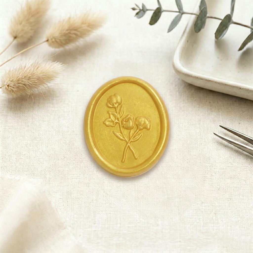 Embossed Three Roses Wax Seal Sticker for Invitations and Envelopes