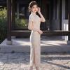 New Chinese retro improved 1 summer elegant gentle waist and thin high-end dress cheongsam split skirt