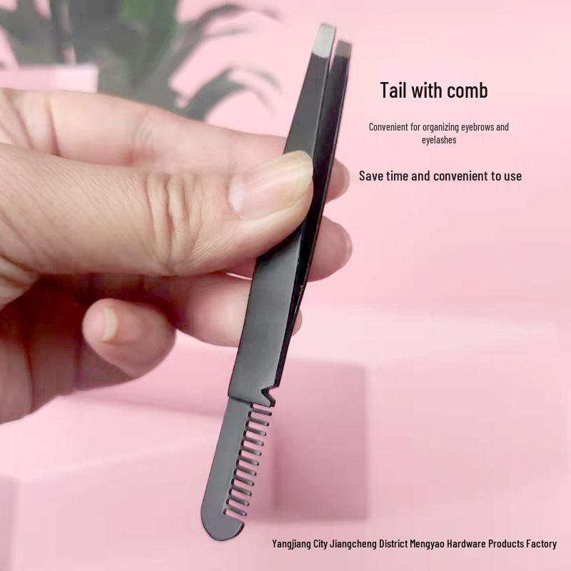 

Двусторонний пинцет для бровей из нержавеющей стали с расческой