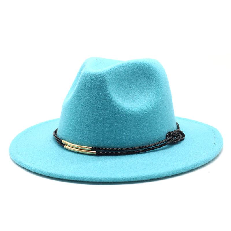 Hat Men'S And Women'S Jazz Hat Quarterly British Retro Belt White Top Hat Woolen Gentleman'S Hat