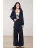Women's Autumn Workwear-Inspired Sportswear Set: Cropped Jacket & Wide-Leg Pants