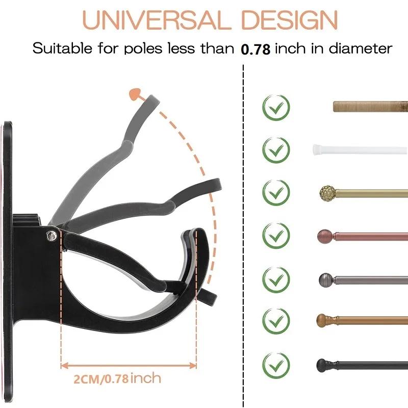 2pcs Curtain Rod Hook Punching-free Curtain Rod Rack Household Wall-mounted Bracket Clip Door Curtain Telescopic Curtain Hooks