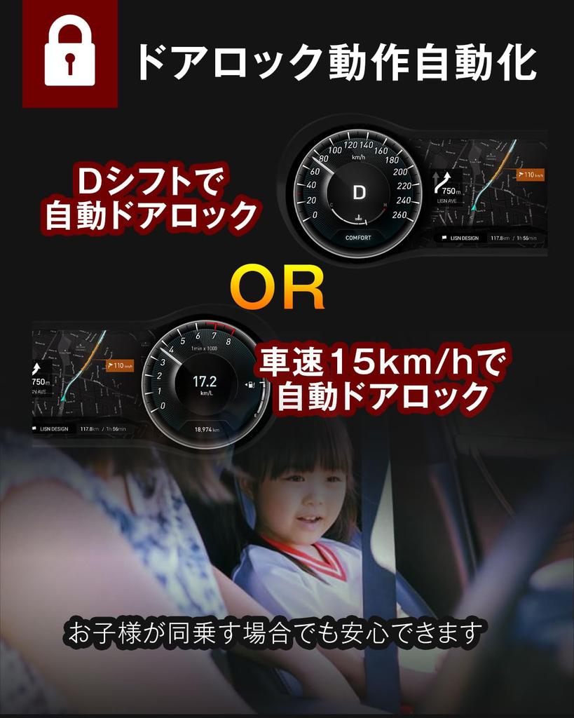 BGUCAR Vehicle Auto Door and Hazard Signals for the 4th Generation Fit Gasoline OBD Custom Convenient Safety 1 Black Speed-Linked Lock, Reverse,