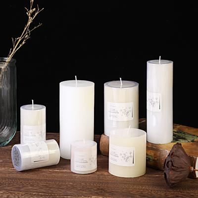 Classic European Style Ivory White Large Cylinder Scented Candle Wedding Hotel Decoration Unscented Rod Wax