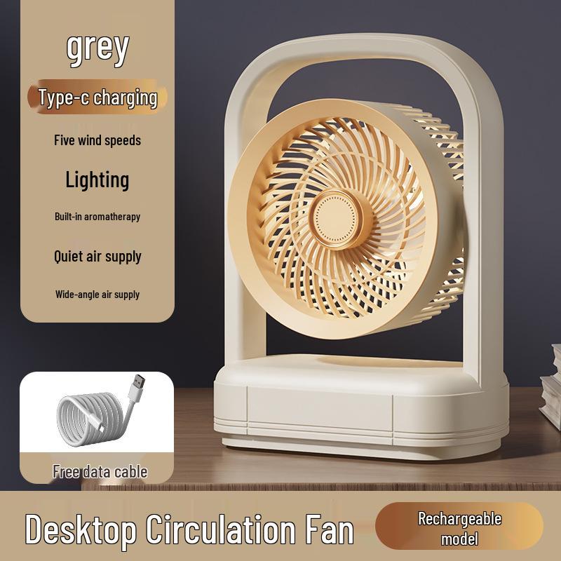 USB Rechargeable Desk Fan with Light for Home, Bedroom & Dormitory
