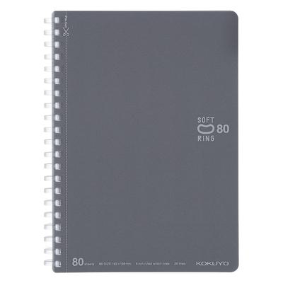KOKUYO Soft Ring 80 B6 Dot Dark Notebook, Pages, Size, Ruled, Gray, Su-SV348BT-DM