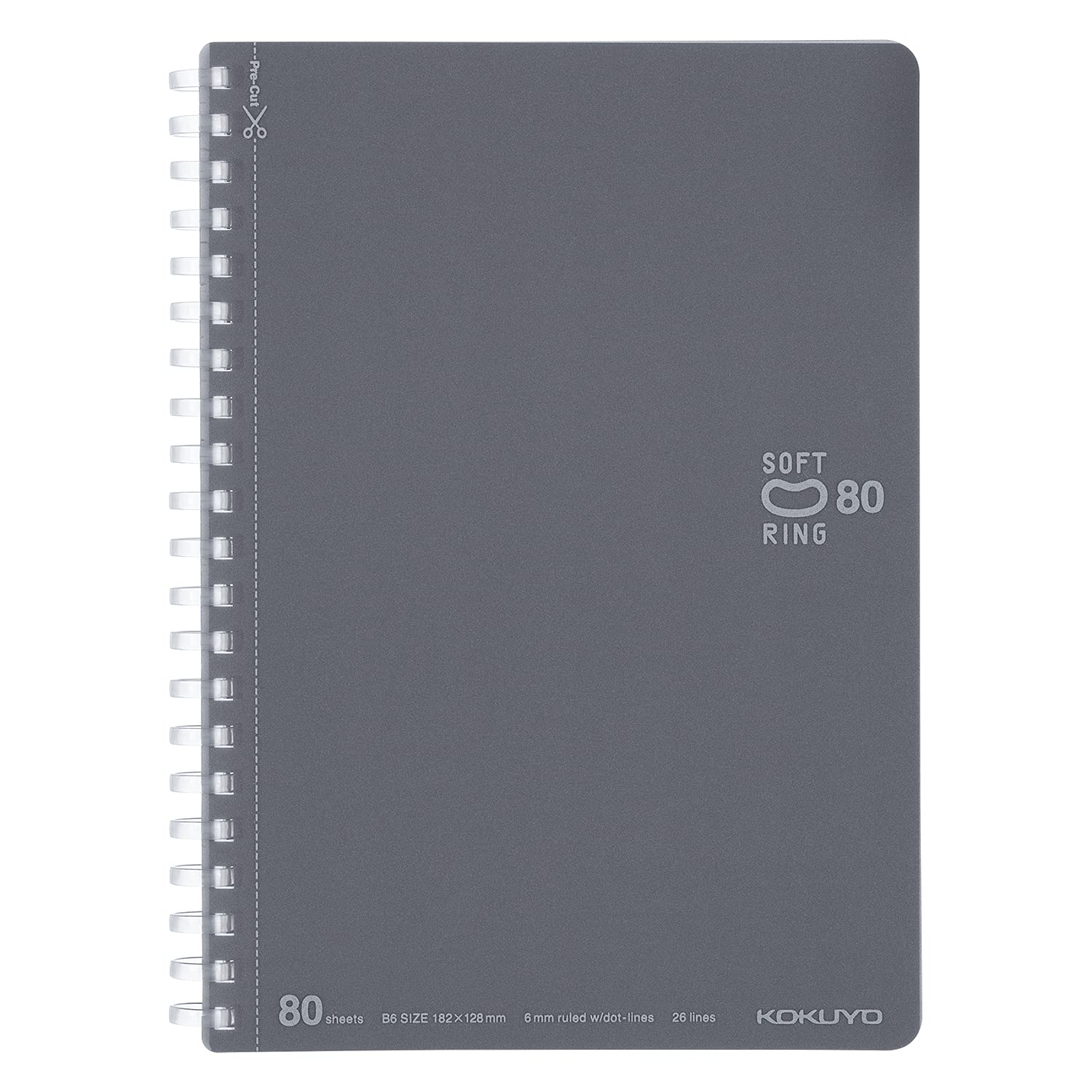 KOKUYO Soft Ring 80 B6 dot dark Notebook, pages, size, ruled, gray, Su-SV348BT-DM