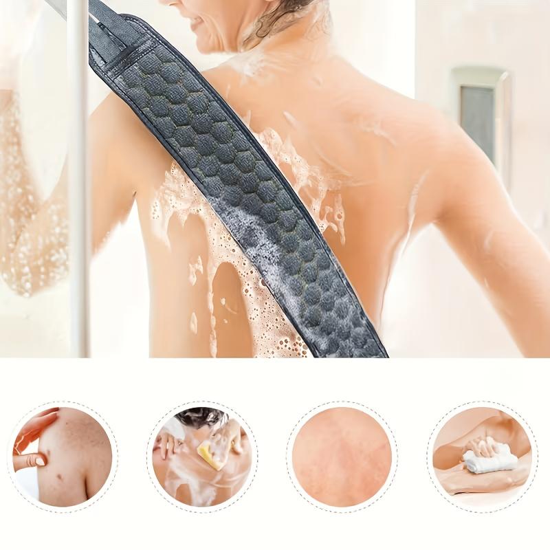 3pcs Exfoliating Back Scrubber Set Bath Shower Back Scrubber Belt With Glove And Loofah