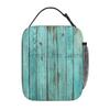 Shabby Turquoise Wood Grain Insulated Lunch Bag for Women Men Reusable Waterproof Thermal Bento Tote Bags for Work Travel Picnic