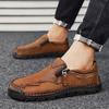 Fashion Men Shoes Hiking Treking Footwear Male Hand-stitching Breathable Leather Loafers Comfty Casual Slip-ons Loafer Man Walking Shoes