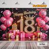 2D 18th Birthday Pink Diamond Crown Backdrop for Girls Party