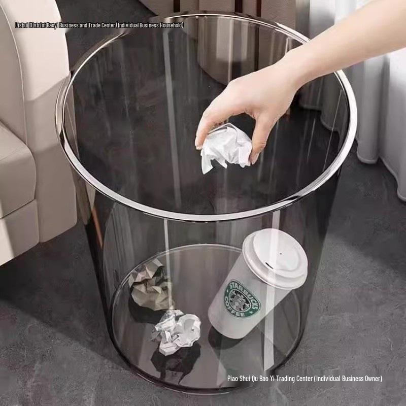 Acrylic Transparent Trash Can: Chic, Simple Storage Bin for Living Room, Kitchen, or Bathroom
