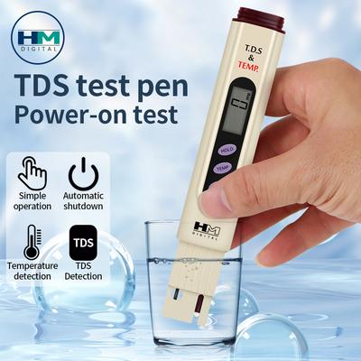2 in 1 Wasserqualitätsmessgerät Tragbares TDS Temp Teststift LCD-Anzeige Titanlegierungssonde für Trinkwasser Aquarien Pools
