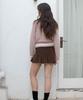 Dimanche Corduroy Pleats Mini Skirt (Brown)