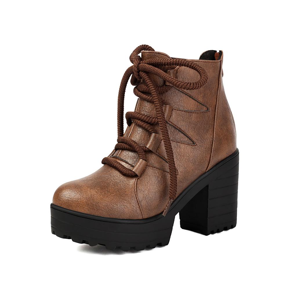 Kurze Stiefel und Stiefeletten Retro Dicke Seile Römische Stiefel Hoher Absatz Professionelle Stiefel 40-46 Große Größen Stiefel