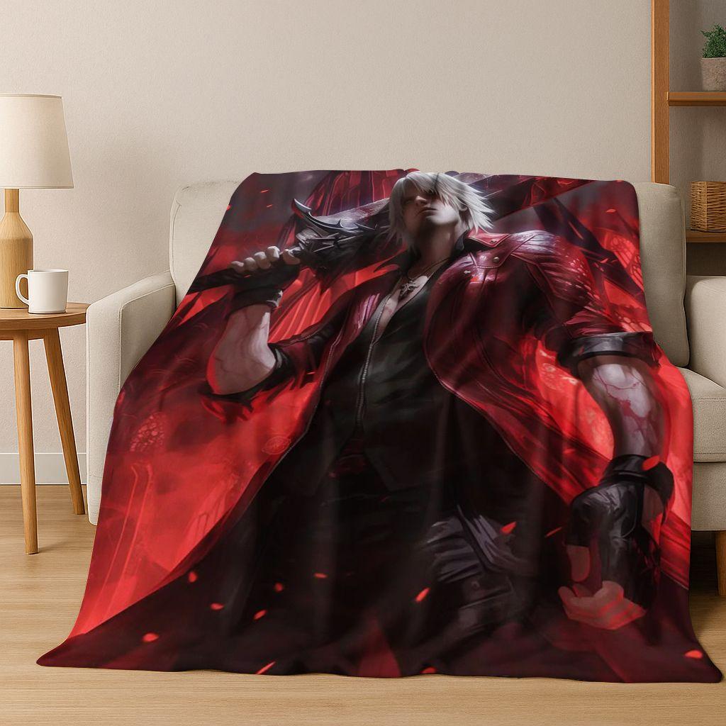 3D D-Devil May Cry DMC Hry Vergil Dante Flanelová deka, Teplá a útulná měkká přehozová deka pro domácí ložnici postel pohovku Dětský dárek