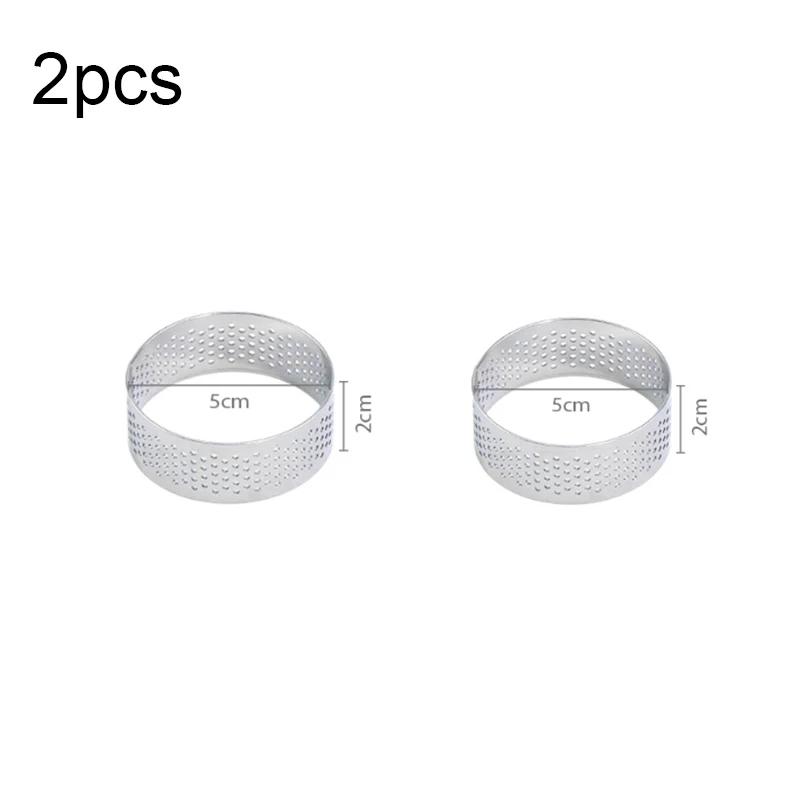 1/2/4 Stück 5cm Edelstahl Mousse Kuchenform Hitzebeständig Perforierter Runder Tarte Ring Kekse Gebäck Kreis Schneiderform Werkzeuge