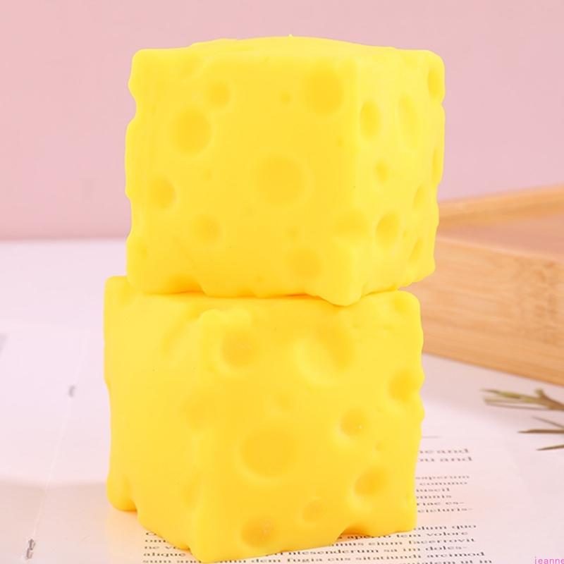 

2Pcs Rubber Cheese Shape Sensory Toy With Slow Recovery Cute Desk Decors Food Squeeze Stress Ball For Stress Relief Gift CN