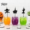 Trinkhalme für Events 9 Stück Halloween Papierstrohhalme, Glitzer Kürbis Fledermaus Hexe Geist Katze Partyzubehör Strohhalm, Schwarz Weiß Gestreift Einwegstrohhalm