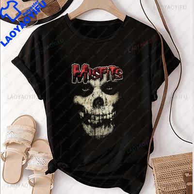 Misfits Printed T-Shirt - Unisex Gothic Short-Sleeved Shirt for Both Men and Women - Large Size