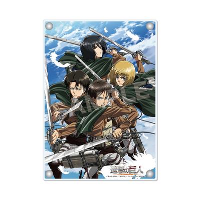 CS Attaque des Titans Panneau Artistique Acrylique N°03 – Eren, Mikasa, Armin & Levi, 208×147,5mm Assiette de Collection (Acrylique avec support en fer)