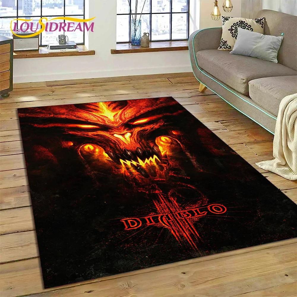 Alfombra de Juego Retro 3D de Diablo para Dormitorio, Sala de Estar, Decoración del Hogar, Sofá, Niños Jugando, Decoración Grande, Felpudo de Regalo