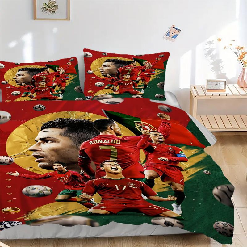 3Pcs Football Stars Celebration Bedding Sets For All Sizes New 3D Printed Bed Cover Comforter Duvet Cover Pillowcase Bedroom Decoration