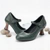 Dames hoge hakken lente en zomer nieuwe dunne hak retro gesp lichte mond enkele schoenen grote maat lage schoenen