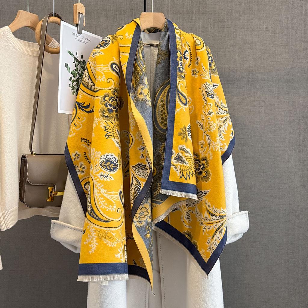 Luxury Warm Poncho Cashmere Winter Women Scarf Paisley Shawl Wraps Female Thick Pashmina Blanket Bufanda Travel Echarpe Bandana