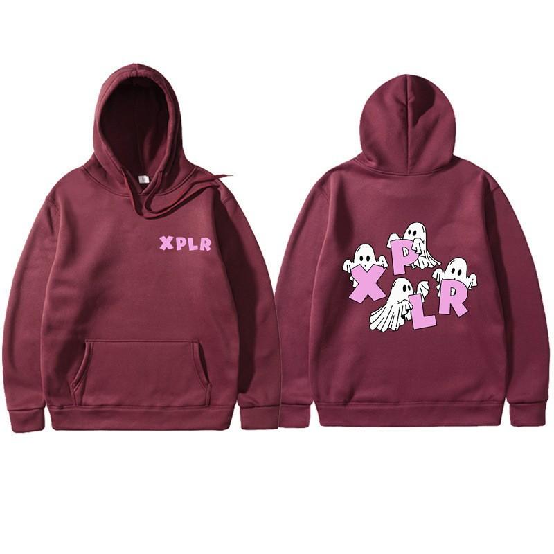 Sam and Colby Xplr Ghost Print Hoodie Men Women Retro Long