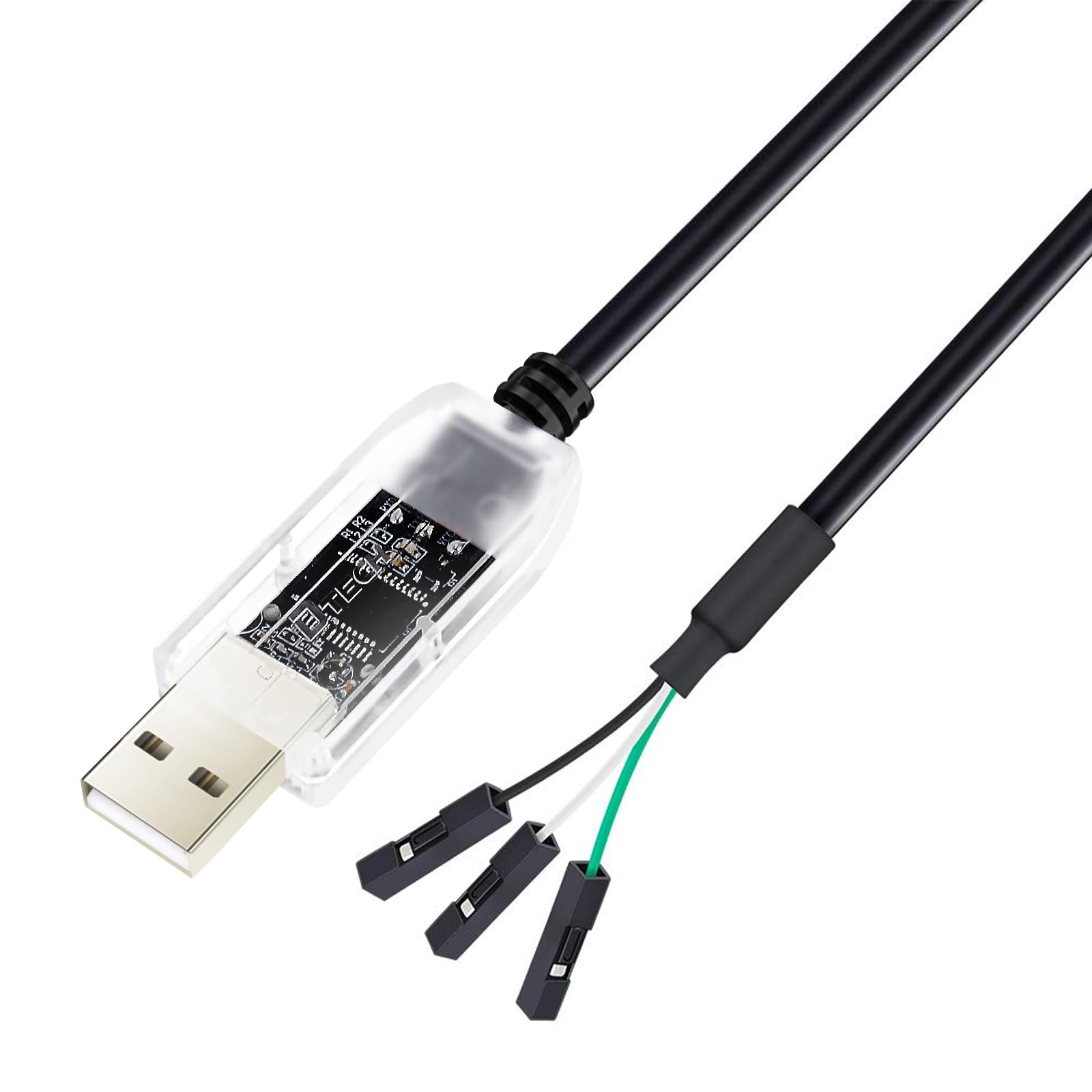 

Кабель-перехідник DTECH USB TTL Serial з FTDI Pitch Female Сумісний з Windows та Mac 3.3V 1.8м Чіпсет, 3-контактний роз єм 2.54мм, FT232RL, 11,