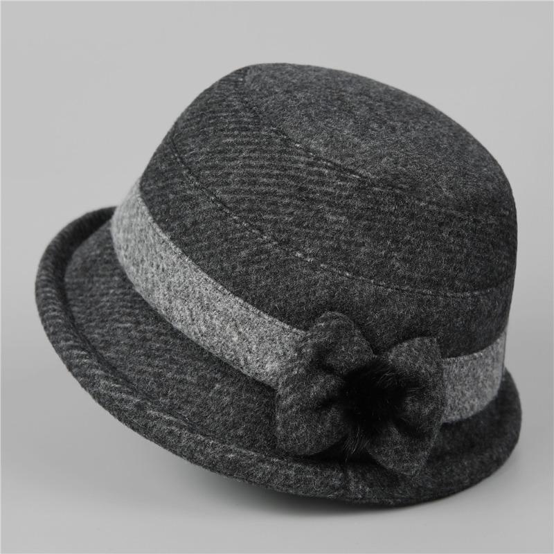 Winter elegant bow women's hat bucket hat autumn woolen warm windproof basin hat