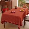 Elegant Red Wedding Tablecloth Rectangular Velvet Waterproof Decorative Dining Table Cover Banquet Celebration