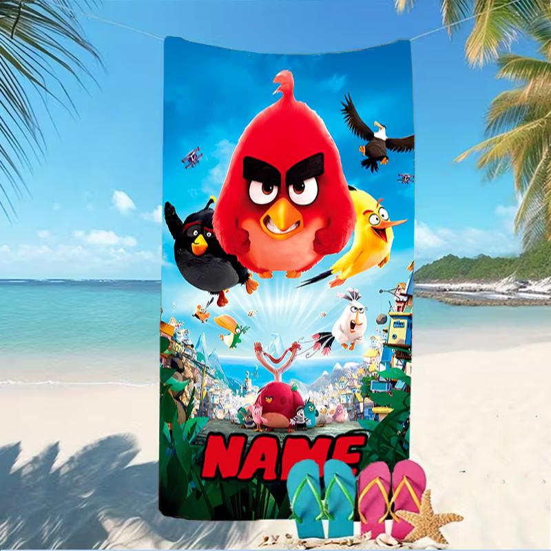 Customizable personalized beach towels Angry Birds game themed designs.Suitable for the beach, yoga, sports;ideal as beach accessories