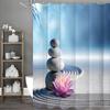 Zen Stone Lotus Sand Shower Curtain, Bathroom Decorative Shower Curtain, Waterproof Shower Curtain with Hooks
