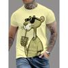Summer Mens T-shirts Cartoon Pink Panther Print Short Sleeve O-neck Tees Casual Loose Daily Sports Oversized Unisex Tops