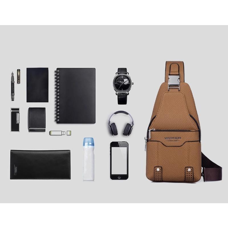 New Men's Fashion Crossbody Bag PU Leather Chest Bag, Handbag,Adjustable Shoulder Strap for Travel & Outdoor Activities