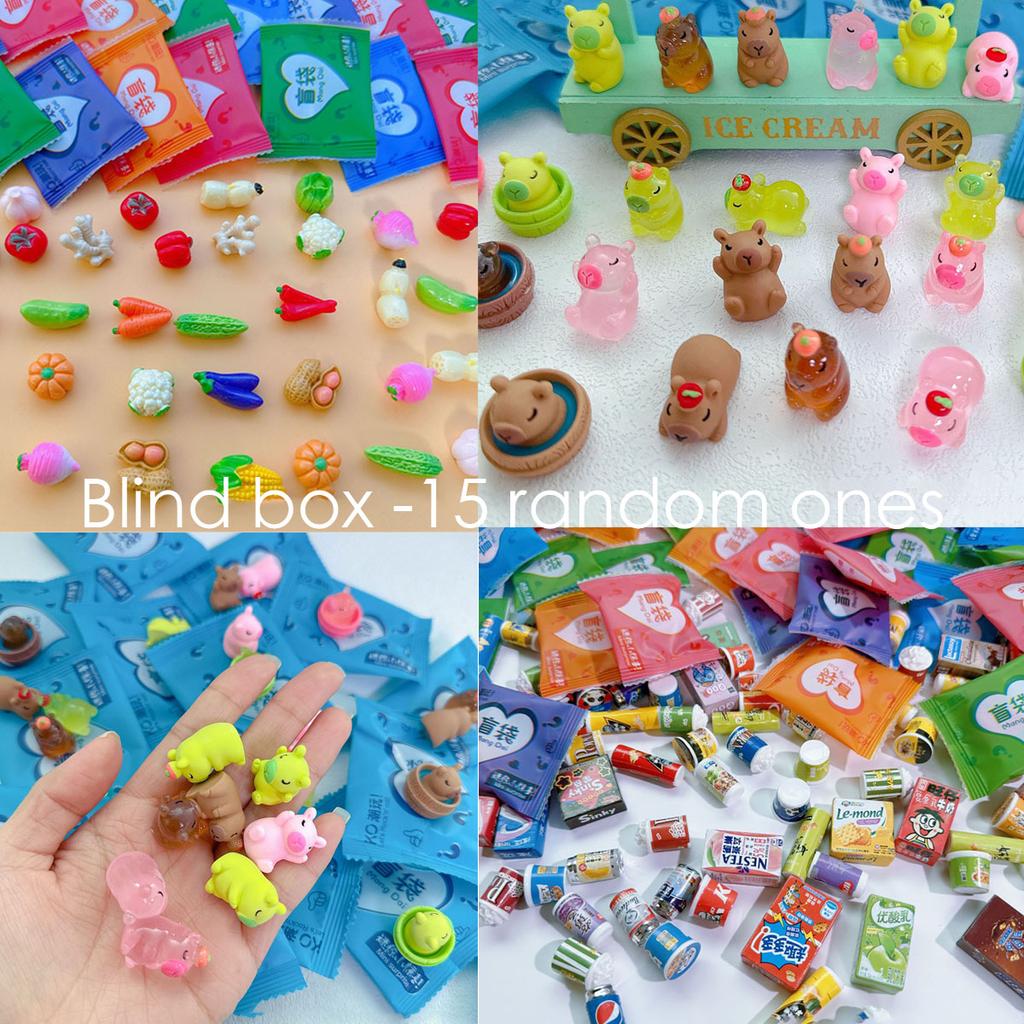 Cartoon Miniature Supermarket Food Small Animal Mini Random Style surprises Model Ornaments Children's Gift
