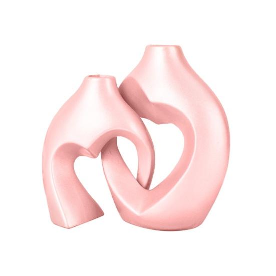 1 Pair Snuggle Hollow Heart Shaped Vase, Minimalist Modern Flower Vase, Nordic Boho Style Decorative Vase for Living Room Shelf, Mantle, Entryway,