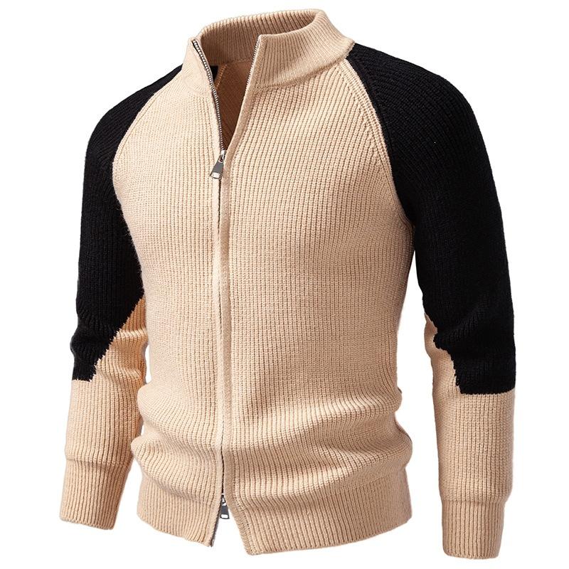Cardigane cu fermoar pentru bărbați Pulovere cu croială normală Pulovere tricotate Pulovere Cardigane Business Casual pentru bărbați Toamnă Iarnă Guler înalt Mânecă lungă Jachete tricotate