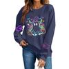 Women's Long Sleeve Halloween Print Neck Sweatshirt Top for Fall Festive Wear
