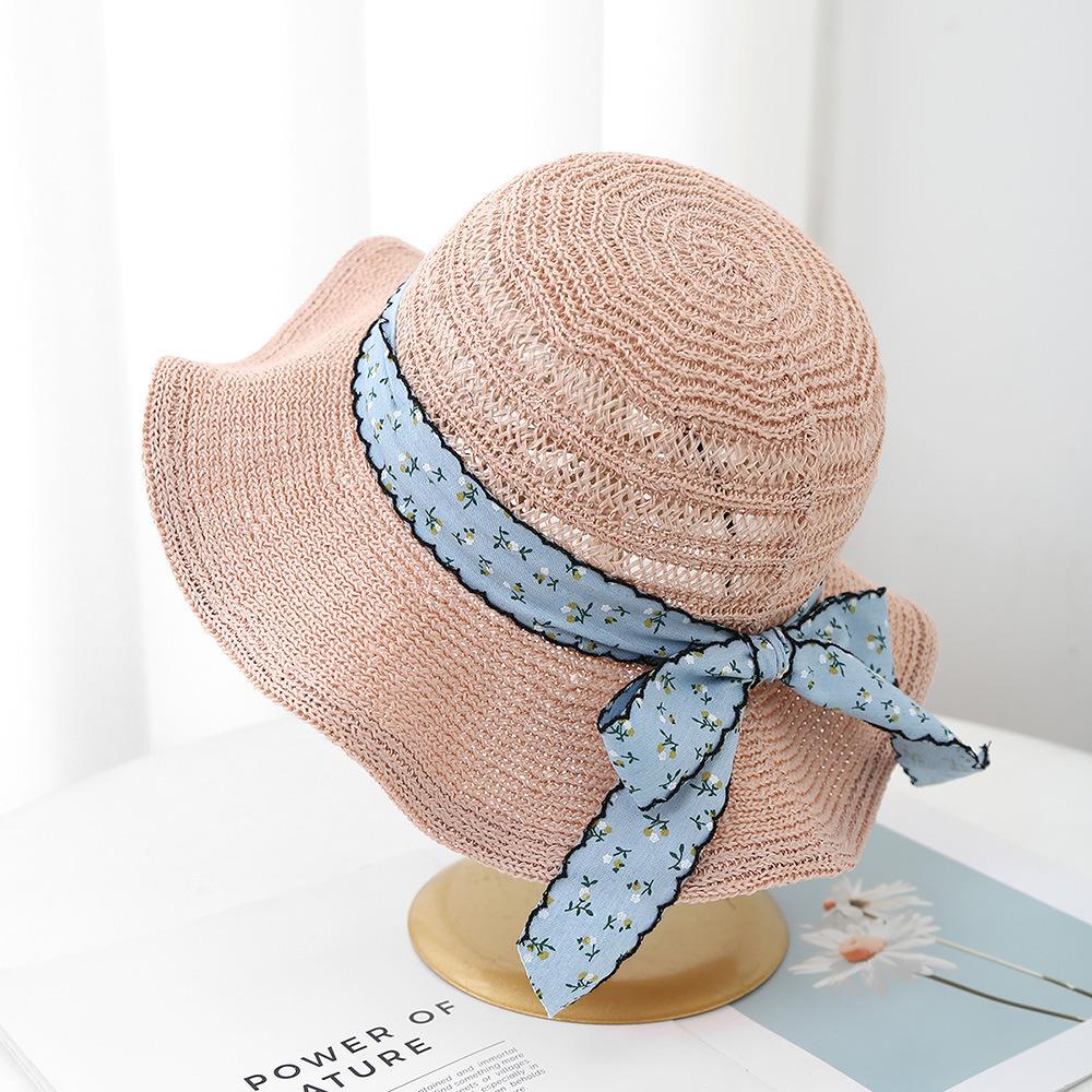 

Summer Hats For Women Sun Hat With Floral Bow Wide Brimmed Korean Style Sunshade Bucket Hat Lady Beach Accessories Sunhat 56-58CM